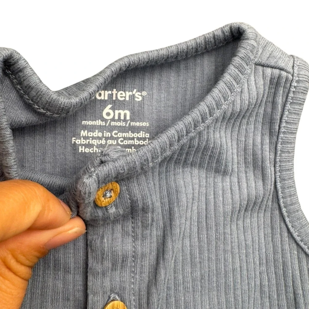 Carters‎ Baby Boys 6m Blue Cloud Pajama Footie Cardigan Pants Romper Outfit 291